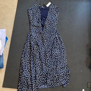 Heartloom blue and white polka dot dress small NWT
